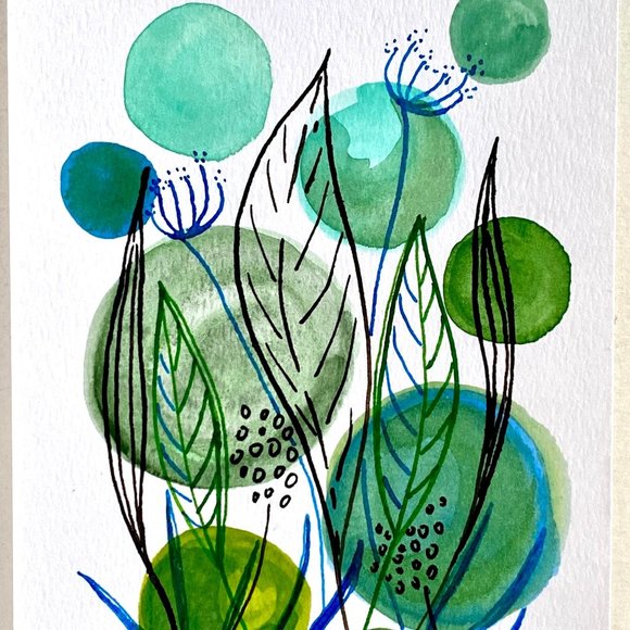 Garden Party Original Art Watercolor Painting Matted Frame Ready 8x10in - Picture 1 of 7